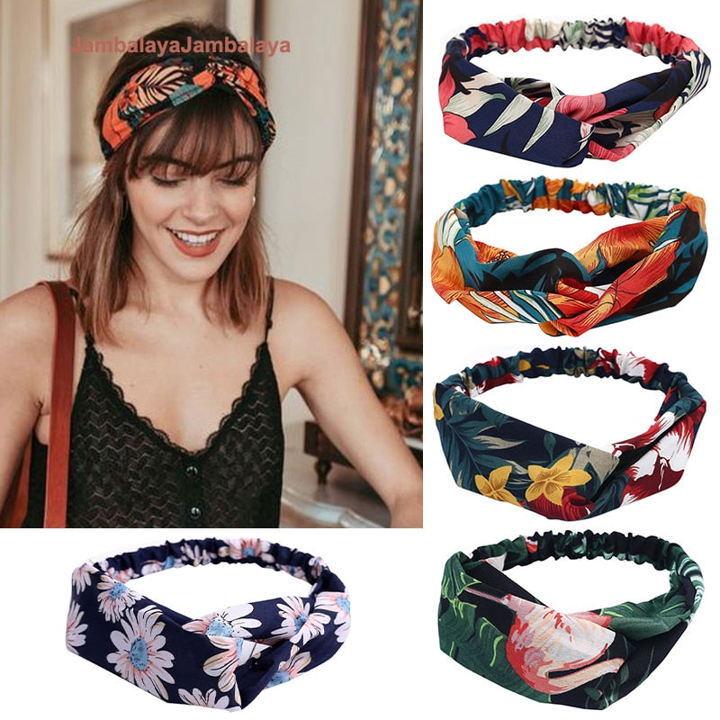 2022 New Design Headbands Fashion Women Summer Style Bohemian Bandage Girls Cross Turban Bandanas Hairbands Hair Accessories