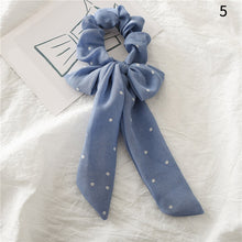 Load image into Gallery viewer, Fashion Dot Printed Ponytail Scarf Elastic Hair Bands For Women Hair Bow Ties Scrunchies Hair Bands Flower Ribbon Hairbands