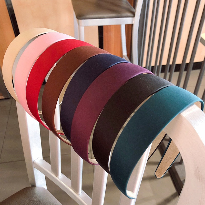 1PC Plastic Fashion Canvas Wide Headband Hair Band Headwear Bezel Hair Accessories For Woman Satin Covered Resin Hairbands