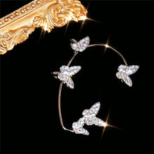 Load image into Gallery viewer, Silver Plated Metal Butterfly Ear Clips Without Piercing For Women Sparkling Zircon Ear Cuff Clip Earrings Wedding Jewelry