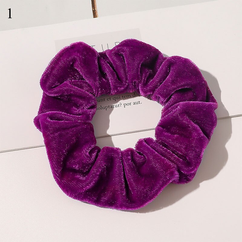 Trendy Contrast Color Velvet Scrunchies Women Winter Elastic Hair Bands For Hair Accessories Ornament Rubber Band Ponytail Hold