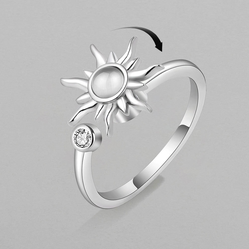 Anti Stress Anxiety Rings For Women Rotating Daisy Sun Flower Star Planet Spinner Rings Crystal Fidget Ring Trendy Jewelry 2022