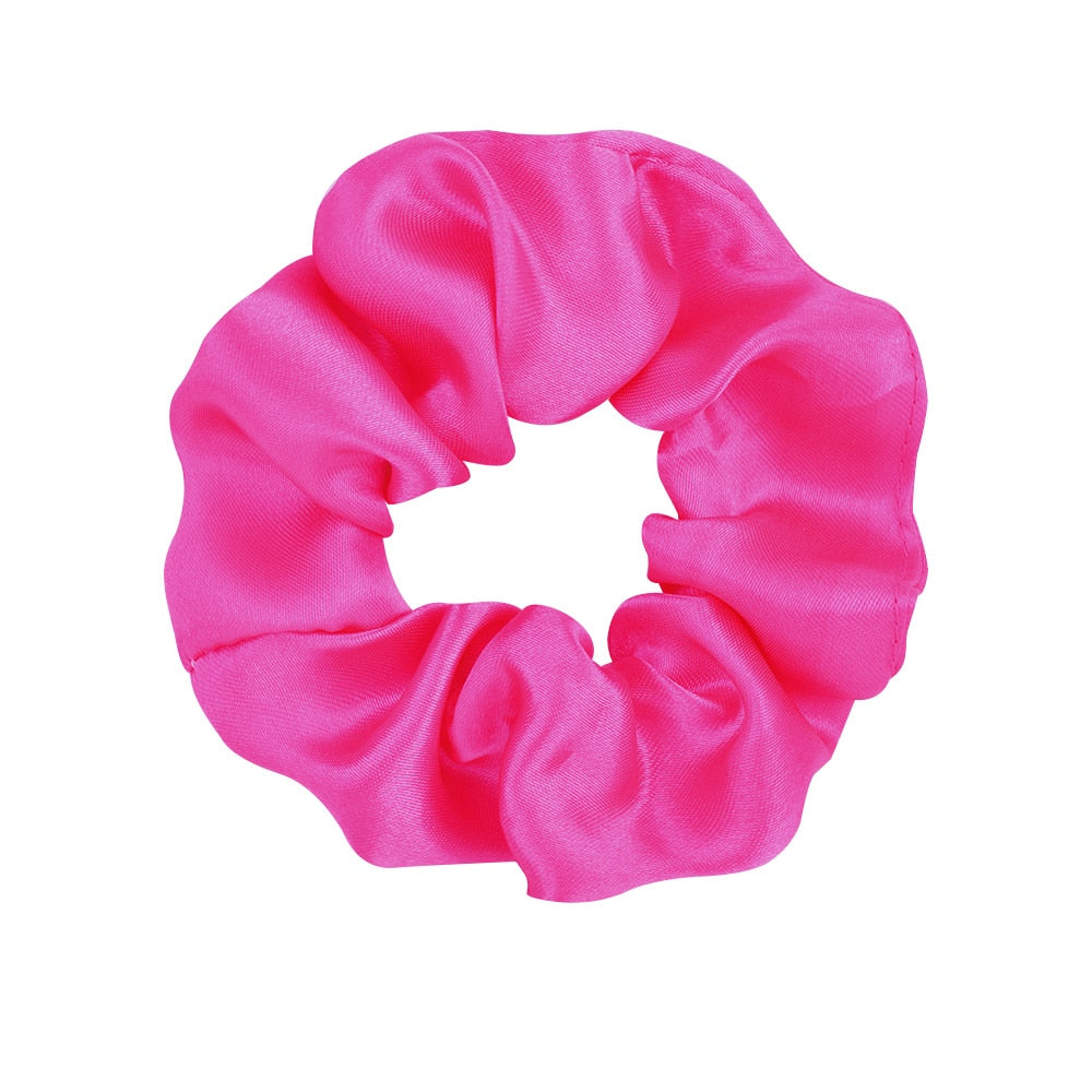 3.9 inch Women Silk Scrunchie Elastic Handmade Multicolor  Hair Band Ponytail Holder Headband Hair Accessories