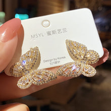 Load image into Gallery viewer, 2021 New Fashion Cute Gold Color Butterfly Earring For Women Earring Gifts Jewelry Premium Luxury Zircon Jewelry Accessories