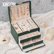 Load image into Gallery viewer, XINSOM Jewelry Box Organizer Portable Necklaces Earrings Rings Jewelry Organizer PU Leather Storage Joyeros Organizador De Joyas