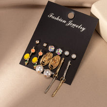 Load image into Gallery viewer, Women&#39;s Earrings Set Retro Korean Geometric Stud Earrings for Women Korean Gold Small Metal Pearl Earring 2022 Trend Jewelry