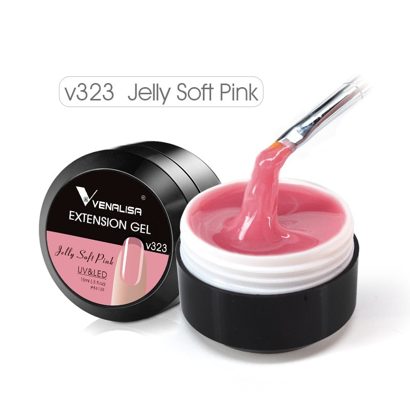 15ml Venalisa Jelly Extension Nail UV Construction Gel French Glitter Poly Nail Gel Clear Natural Camouflage Color Fibre Varnish