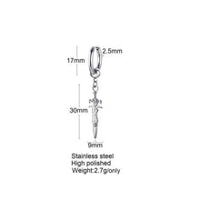 Load image into Gallery viewer, SMALL TREE SINGLE SPIKE ONCH EARRINGS FOR MEN HUGGIE HINGED STAINLESS STEEL MALE JEWELRY
