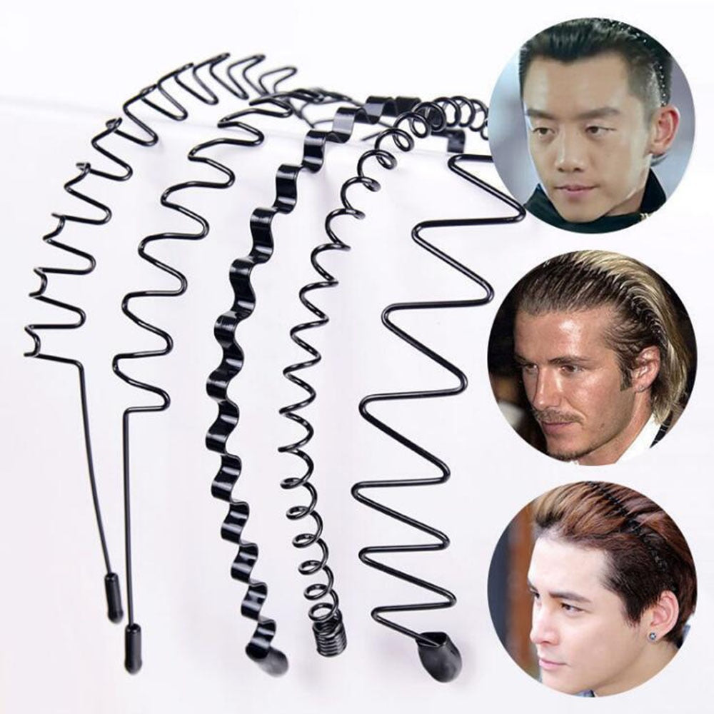 Hoop Hair Band Wave Shaped Hairband Face Washing Headdress Unisex Hair Hoop Non Slip Black Metal Spiral Headband Men Women