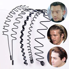 Load image into Gallery viewer, Hoop Hair Band Wave Shaped Hairband Face Washing Headdress Unisex Hair Hoop Non Slip Black Metal Spiral Headband Men Women