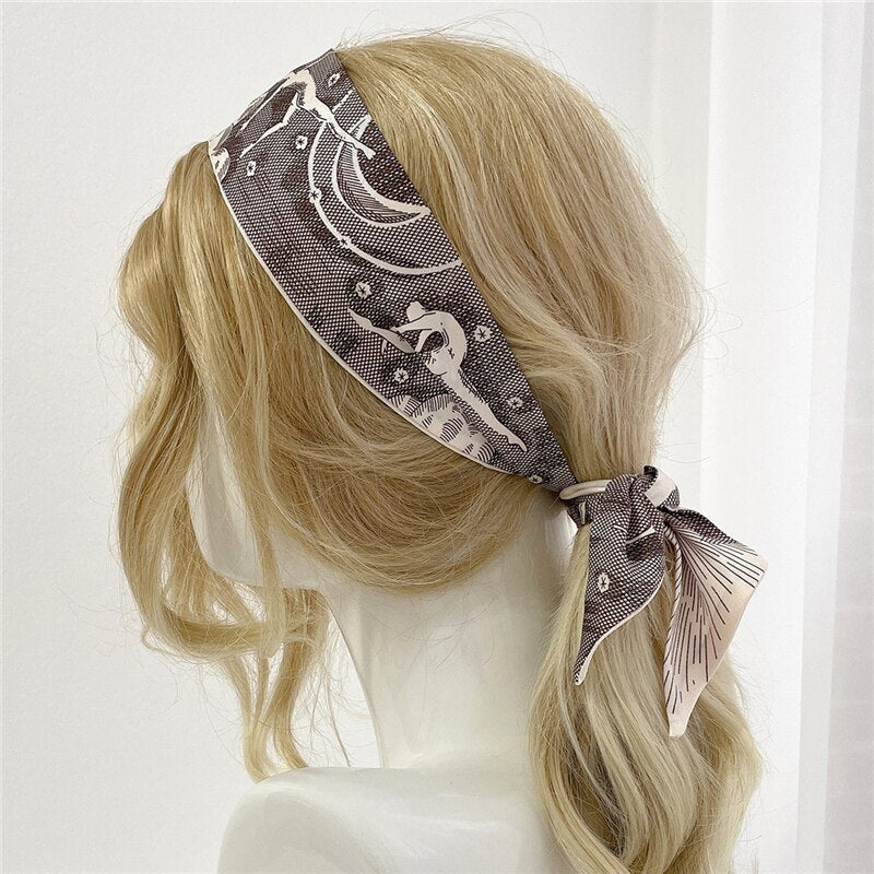 Retro Letter Hair Ribbons French Elegant Long Headband Bag Strap Accessories Beautiful Girls Bow Knot  Band Lady Scarf 2022