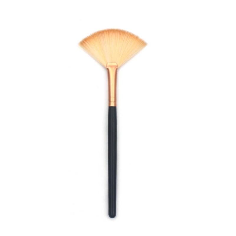 1 Pcs Professional Fan Makeup Brush Blending Highlighter Contour Face Loose Powder Brush champagne Gold Cosmetic Beauty Tools