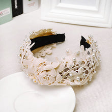 Load image into Gallery viewer, Fashion Girls Pearl Hairband White Black Lace Headband Women Artificial Pearls Hair Hoop Middle Knot Hair Accessories Wholesale