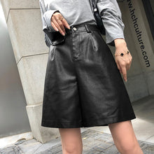 Load image into Gallery viewer, Graduation Gifts PU Bermuda Shorts for Women Faux Leather Shorts Stylish High Waist Shorts Streetwear Plus Size Pockets Trouser Female