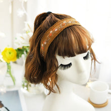 Load image into Gallery viewer, Korea Bright Silk Wide Side Embroidery Hairbands Sequi Hair Accessories Hairband for Girls Flower Crown Headbands for Women