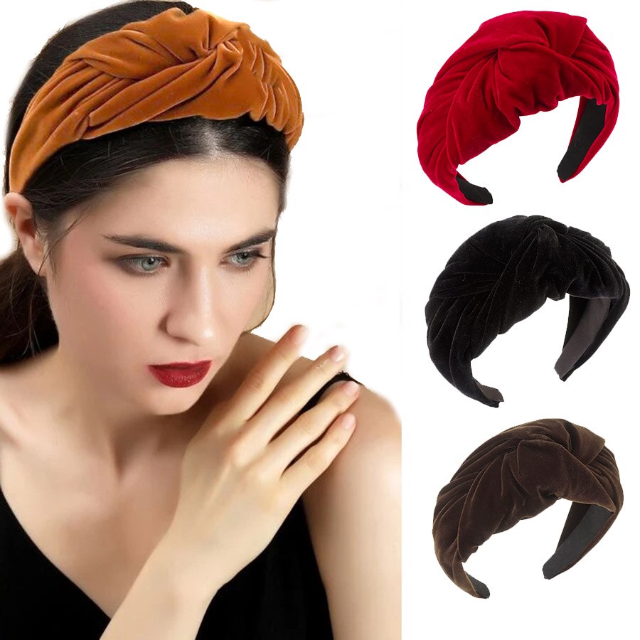 Haimeikang Velvet Winter Headband Headwear For Women Thick Floral Bezel Hair Hoop Ladies Fashion Hair Bands Hair Accessories