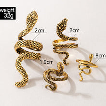 Load image into Gallery viewer, docona 4pcs/set Vintage Snake Animal Rings for Women Gothic Silver Color Geometry Metal Alloy Finger Ring Sets Jewelry 18643