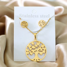 Load image into Gallery viewer, серьги Animals Plants Flowers Butterfly Pendant necklace earrings Sets Stainless Steel For Women Gold Color 2022 Trendy Wholesal