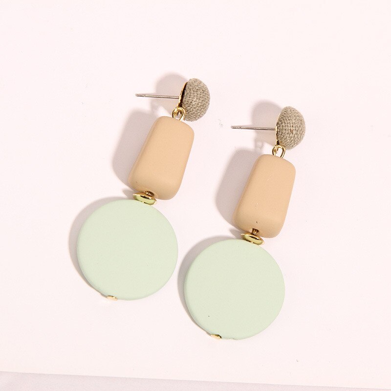 Acrylic Earrings for Women Round Colorful Acetate Dangle Drop Earrings 2022 New Design Blue Beige White Color Jewelry
