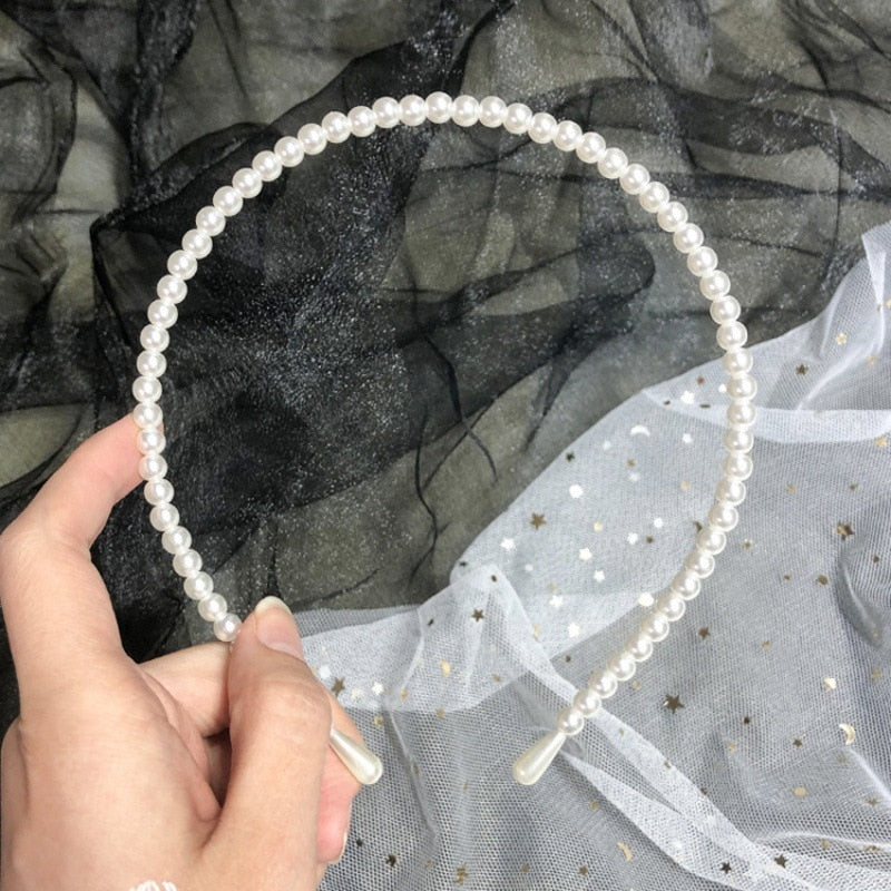 Vintage Full Pearl Thin Headbands Hair Hoops Retro Colorful Crystal Flower Pearl Water Drop Hair Accessories Headbands Wholesale