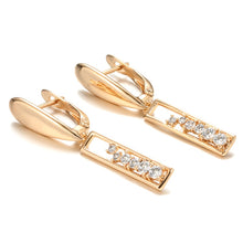 Load image into Gallery viewer, SYOUJYO Elegant 585 Rose Gold Long Earrings For Women Shiny Natural Zircon Trendy Drop Earrings Bride Wedding Jewelry
