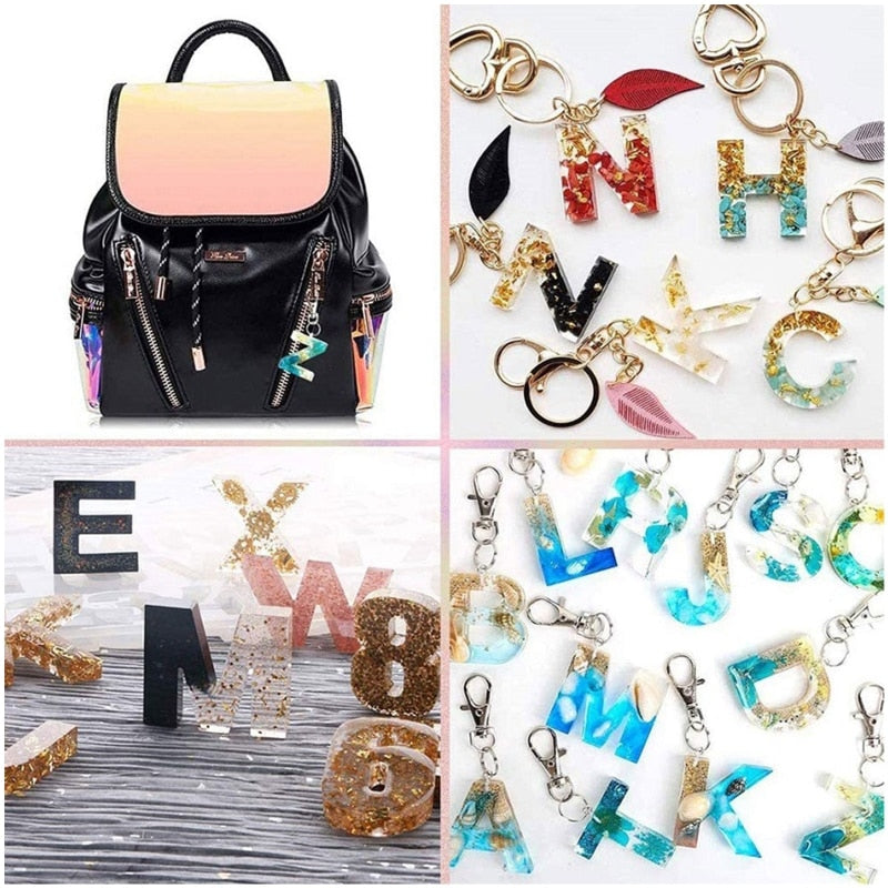1 Set Alphabet Letter Number Key Pendant Silicone Mold DIY Crafts Jewelry Keychain Making Tool Crystal Epoxy Resin Mold DropShip
