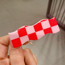 Load image into Gallery viewer, ins wave checkerboard hairpin sweet wild bangs clip color plaid hairpin side clip net red hair accessories female tide