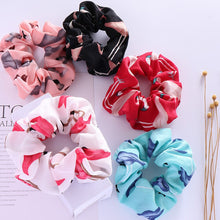 Load image into Gallery viewer, Women Hair Tie Floral Flamingo Solid Houndstooth Design Hair Accessories Scrunchie Ponytail Hair Holder Rope free shipping