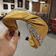 Load image into Gallery viewer, PROLY New Fashion Women Headband Wide Side Cross Knot Twist Rhinestone Hairband Solid Color Headwear Hair Accessories
