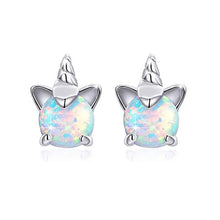 Load image into Gallery viewer, 2022 New Fashion Unicorn Cat Butterfly Rainbow Stud Earrings Women Gilrs Colorful Zircon Ear Stud Jewelry Children Accessories