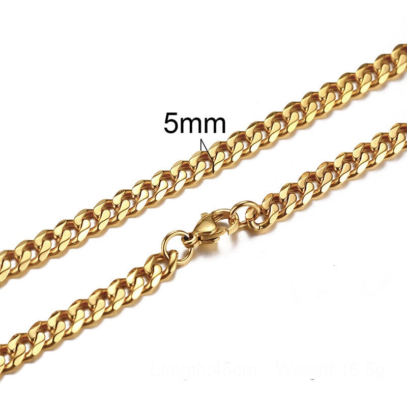 CUBAN LINK 3 TO 7 MM  STAINLESS STEEL NECKLACE FOR MEN CHOKER JEWELRY