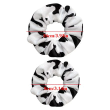 Load image into Gallery viewer, Cow Pattern Print Scrunchies Cute Sweet Elastic Hair Bands Black White Hair Ties Rope Ponytail Holder Women Hair Accessories