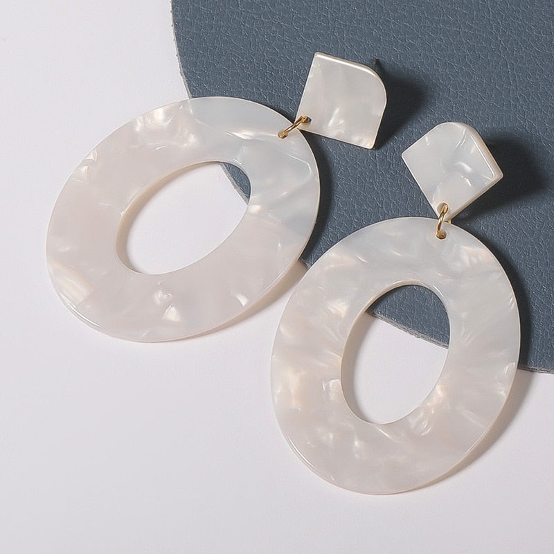 Geometric Acrylic Fashion Statement Drop Earrings For Women Vintage Resin Oval Round Dangle Earring 2022 Brincos Wedding Jewelry