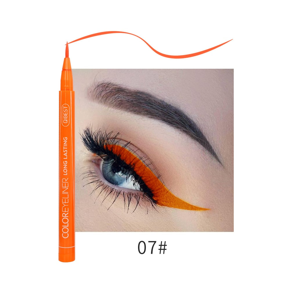 QIBEST 12 Color Liquid Eyeliner Pen Waterproof Easy To Wear Matte Long-lasting Cat Eye Makeup Colorful Eye liner Pencil Cosmetic