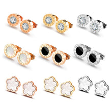 Load image into Gallery viewer, Trendy Exquisite Zircon Stainless Steel Stud Earrings For Women Classic Korean Geometric Crystal Earrings Gifts Fashion Jewelry