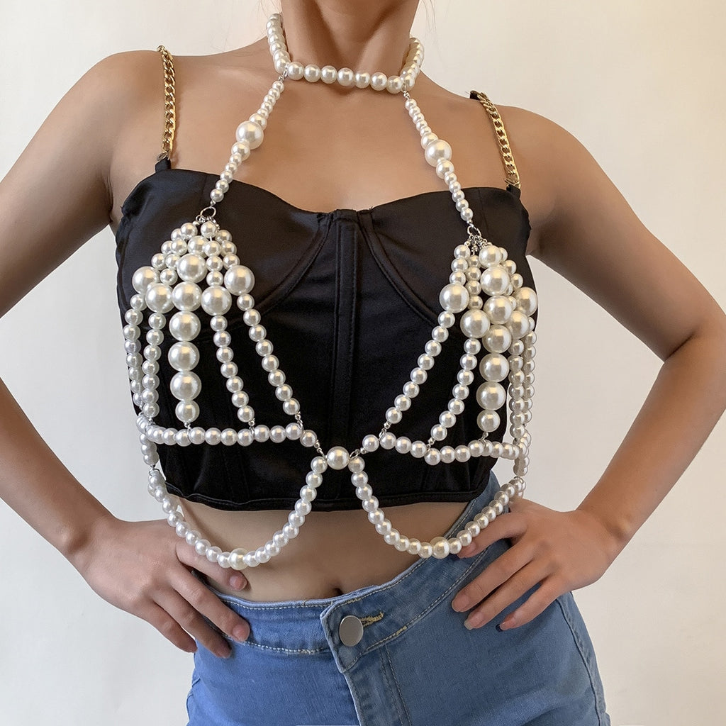 Y2K Accessories Pearl Geometric Waist Chain for Women Beads Vintage Sweet Fashion Cool Body Accessories 90s Aesthetic 2021 New