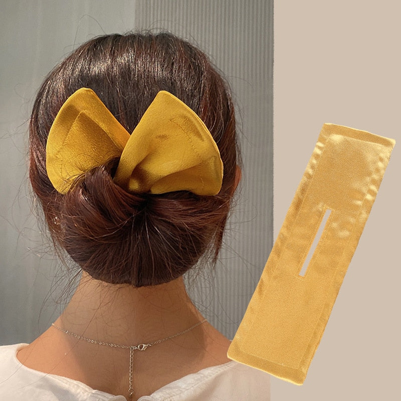 AMORCOME1PC Deft Bun Hair Band Women Hair Styling Colorful Plant Pattern Hair Bun Maker Ponytail Holder Hair Accessories 2022