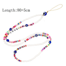 Load image into Gallery viewer, Handmade Cell Phone Chains Evil Eye Pendants For Mobile Strap Clay Beads Necklace Telephone Jewelry Long Neck Chain Lanyard цепо