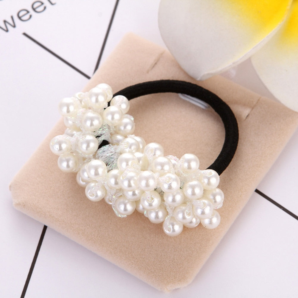 1Pcs Fashion Pearl Elastic Hair Bands Multilayer Hair Ring Ponytail Holder Scrunchies  Rubber Band  Women Girl Hair Accessories