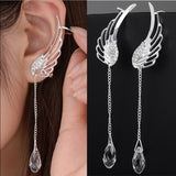 2022 New Silver Plated Angel Wing Stylist Crystal Earrings Drop Dangle Ear Stud For Women Long Cuff Earring Bohemia Jewelrys