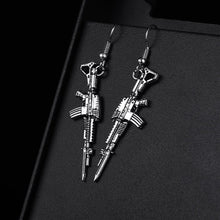 Load image into Gallery viewer, Trendy Vintage Rifle Gun Shape Antique Silver Plated Punk Hiphop Rock Style Retro Drop Earrings for Women Girl &amp; Man Jewelry