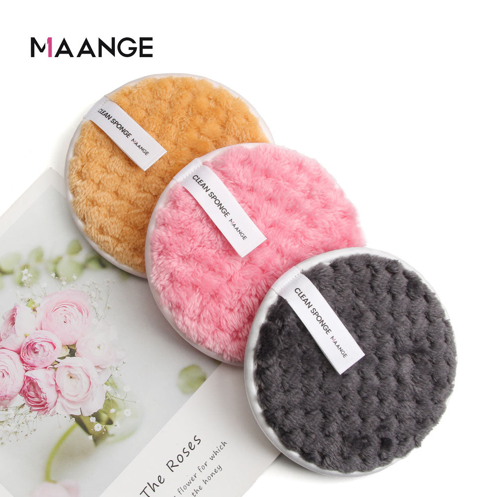 MAANGE Soft Fiber Makeup Remover Puff Facial Wash Puff Double Sided Makeup Sponge Easy to Use Beauty Make Up Remover Tools