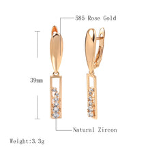 Load image into Gallery viewer, SYOUJYO Elegant 585 Rose Gold Long Earrings For Women Shiny Natural Zircon Trendy Drop Earrings Bride Wedding Jewelry