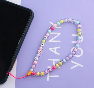 2022 Mobile Strap Phone Charm Pearl Soft Pottery Beaded Phone Chain LOVE Letter Jewelry For Women Anti-Lost Lanyard Xmas Gift