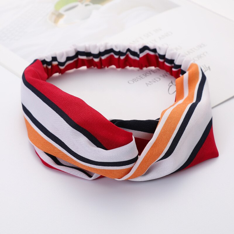 Print Headbands For Women Summer Bohemian Style Hairbands Retro Cross Knot Turban Bandage Bandanas Women Hair Accessories DS04