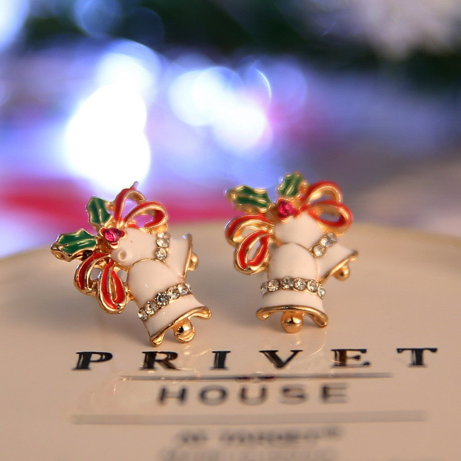 Rinhoo Christmas Stud Earrings Rhinestone Snowflake Elk Earrings Pendant Ear Jewelry Women Cute Christmas Festival New Year Gift