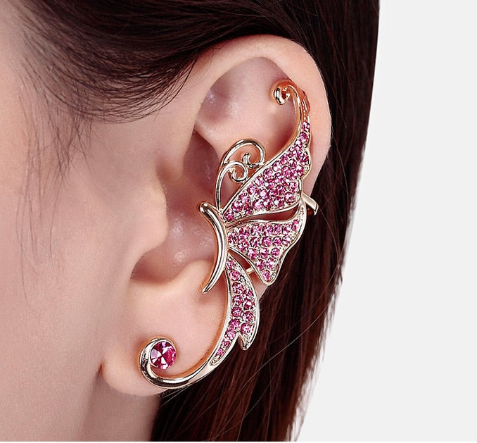 2022 New Silver Plated Angel Wing Stylist Crystal Earrings Drop Dangle Ear Stud For Women Long Cuff Earring Bohemia Jewelrys