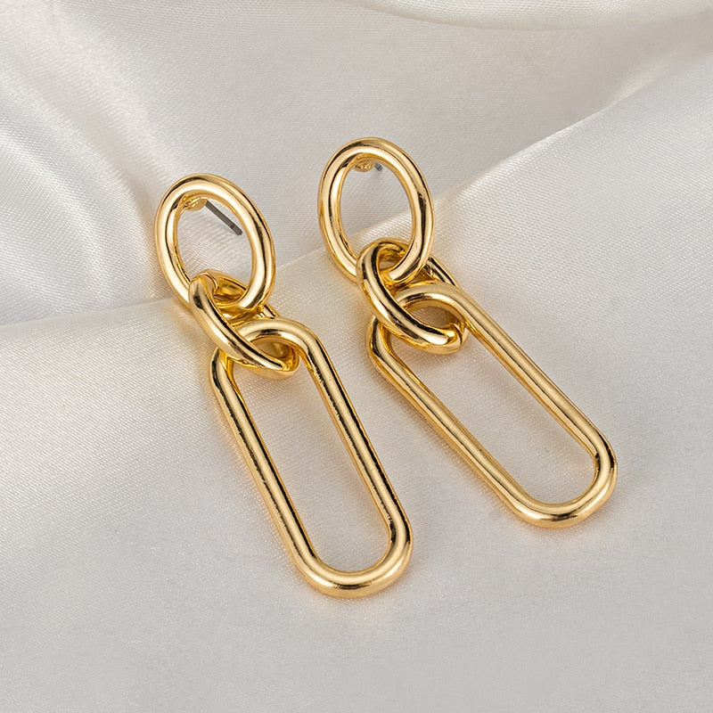 New Fashion Gold Color Metal Drop Earrings Stainless Steel Simple Knot Twist Earrings For Women Statement Jewelry 2022 Pendiente