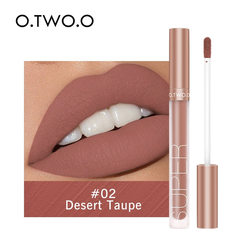 O.TWO.O Liquid Lipstick Matte Lip Gloss Cosmetic Lightweight Lip Glaze Long Lasting Lip Tint  Waterproof 12 Color Lips Makeup
