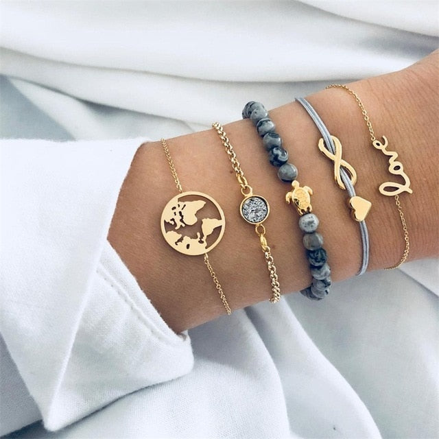 2022 Bohemian Bracelets &amp; Bangles Set Vintage Bead Boho Charm Bracelet For Women Jewelry Accessories Pulseras Mujer Bijoux Femme